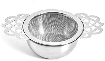 Passoires à thé avec Bol Goutte à Goutte, Petit Filtre à thé en Acier Inoxydable à Mailles Fines avec Double Poignées pour Théières, Tasses, Tasses (argent)