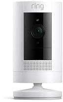Ring Outdoor Cam (Stick Up Cam), Weather-resistant home or business security camera, outdoor ready, Live View, Color Night Vision, Two-Way Talk, motion alerts, Works with Alexa, White