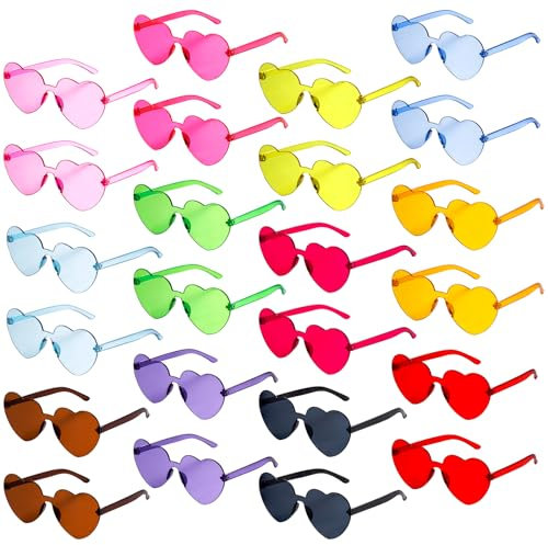 Mikulala 24er Party Brille Bunte Herz Sonnenbrille für Kinder Festival Bunte Kinder Sonnenbrille mit Herz Party Sonnenbrille Geschenke für Geburtstag