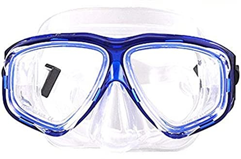 WOWDECOR Scuba Diving Mask Snorkel Mask, Panoramic View Anti-Fog Dive Mask Swim Goggles Snorkeling Gear for Adults Kids with Nose Cover (Blue, minus 5.0)