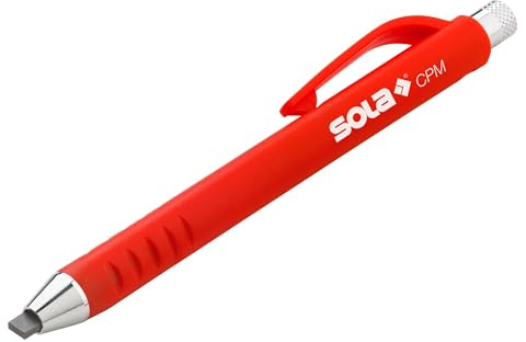 Sola CPM - Matita da carpentiere e portamine in un unico - grande matita per falegnami, falegnami, muratori e altri mestieri - mina di grafite 2 x 5 mm nero durezza HB - Penna per cantieri