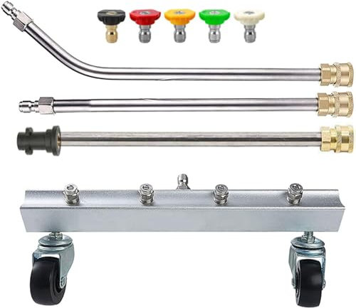 Pressure Washer Undercarriage Cleaner, Under Car Washer, with Swivel Wheel and 2 Extension Wand, 4000 PSI (Silvery)