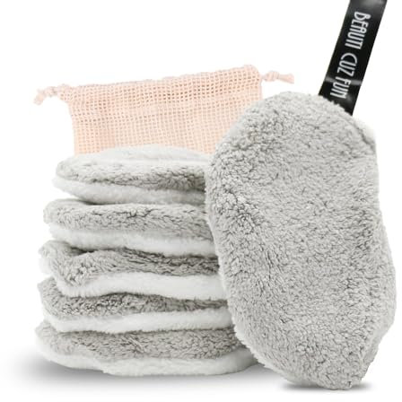 Sugeru Waschbar Abschmink-Wattepads-6er-Set | Wiederverwendbare Abschminktücher,Porentiefe Reinigung Kommt Netz-Wäschesack,Hypoallergen eine sanfte Gesichtsreinigung & Entfernung von Makeup(A-6Grau)