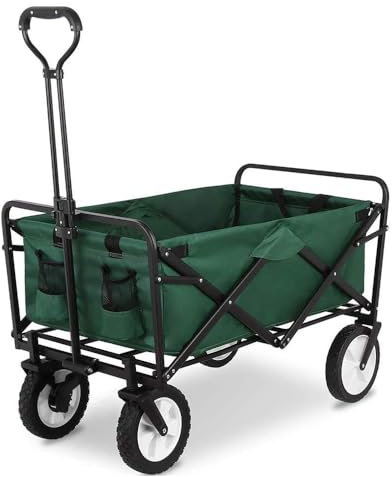 Carrello In Acciaio Pieghevole Con Freni Giardino XXL 150Lt Carrellino PortaSpesa Spiaggia Mare Campeggio Manico Regolabile Carretto Shopping Ruote Adatte A Qualsiasi Terreno Richiudibile Salvaspazio