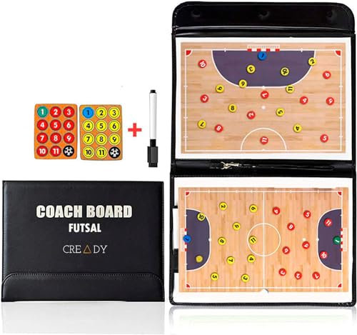 CREADY Taktiktafel Futsal für Trainer mit 24 Magneten und Stift mit Radiergummi | Magnetische Futsal Taktiktafel | Futsal Trainer Tafel | Trainermappe Futsal | Taktikmappe Futsal | Magnettafel Futsal