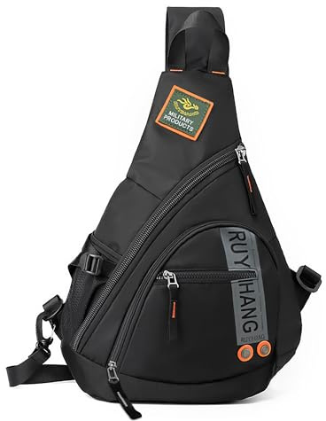 DORRISO Nuevo Bolso Pecho Hombre Ligero Décompression Bolso de Hombro Confortable Respirant Antirrobo Bolsos Cruzados Práctico para Acampar Deportes Senderismo Casual Imperméable Nailon Negro