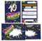 12 Einladungskarten inkl. 12 Umschläge zum 10. Kindergeburtstag Einladung Set Geburtstag Mädchen Kinder Jungs Jungen Boys Teenies Graffiti Jugendstill modern bunt grün lila neon