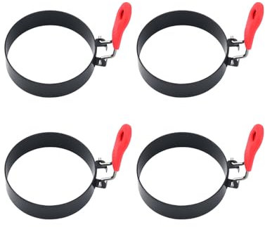 QLEUIFT 4 Pezzi Anelli per Uova Antiaderenti in Acciaio Inossidabile per Friggere Uova Pancake Stampo per Cottura Rotondo per Focaccina Cerchio Shaper Maker Muffin Inglesi Piastra Fornello Colazione
