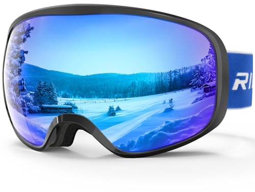 RIOROO Skidglasögon, snowboardglasögon för glasögonbärare män kvinnor vuxna ungdomar dubbelobjektiv 105 % UV-skydd kompatibel hjälm antidimma skidglasögon för skidåkning motorcykel cykel