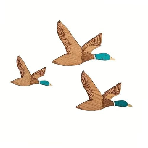Sharplace 3PCS Wooden Flying Ducks Wall Art Rustic Flying Ducks Wall Ornaments Mallard Duck Wall Decoration Animal Wall Decoration for Living Room Garden Farmhouse