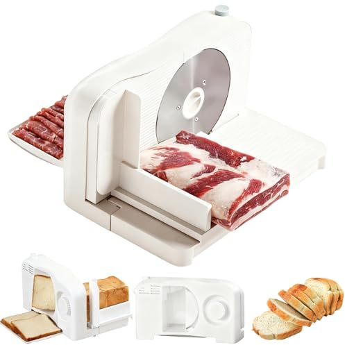 Cortador de carne para el hogar, cortador de carne plegable de 150 W con hoja de 6.7 pulgadas, bloqueo para niños, cortador de pan eléctrico, grosor ajustable, máquina de corte de alimentos portátil