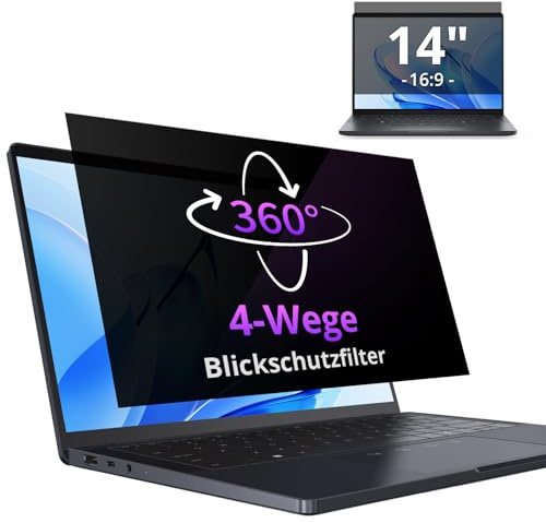IPROKKO Film de Pprotection D'écran 360° Pour 14 pouces, Rapport D'aspect 16:9, Anti-lumière Bleue, Anti-éblouissement, Filtre de Confidentialité Pour 14 Hp/Dell/Acer/Lenovo/ThinkPad/Asus