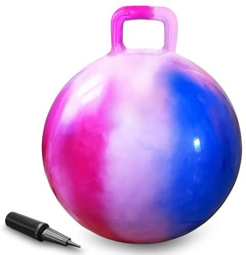 AMFUN 45 cm Pelota de Salto, Pelotas de Tolva de Rebote con Asa, Pelota saltarina Hinchable, para Niños 3 a 12 años Saltar Jardín Actividades Exterior Juego Ejercicio (Azul Pálido)