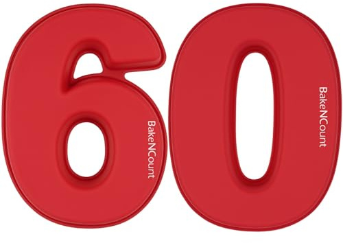 BakeNCount Silikon Zahlen Backform Set (2er-Set) – Zahlenkuchen-Formen für Geburtstag & Jubiläum – BPA-frei, backofenfest, spülmaschinenfest – Number Cake (Zahl 60)