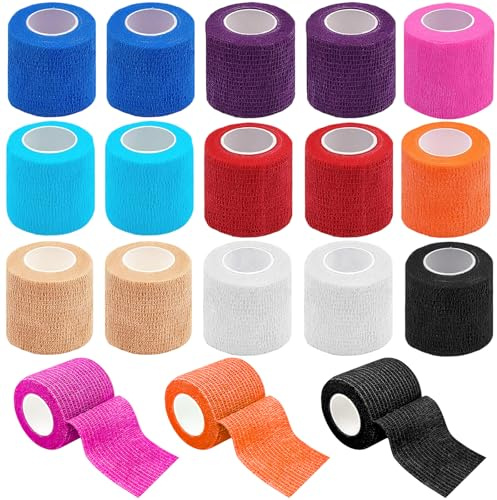 unbholkk Selbstklebender Verband, 18 Rollen 4.5m x 5cm Verbandsmaterial Selbsthaftende Bandage, Elastische Binde Bandage Fixierbinde Haftbandage Selbstklebend für Sport und Vet Hund Wrap