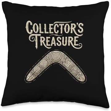 Collector’s Treasure Boomerang Engraved Art Heritage Throw Pillow