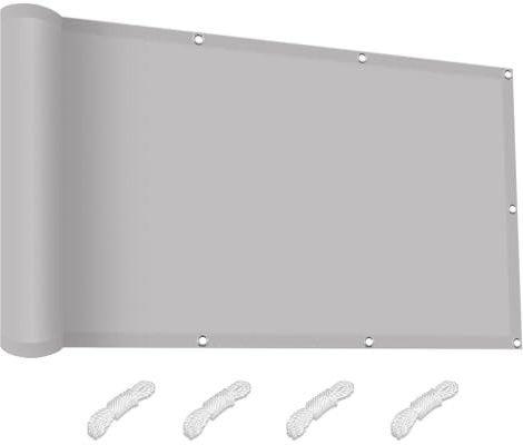 Ljusgrå 240 x 560 cm UV 98 % vattentät segel baldakin med öljetter och rep – ingen borrlösning för växthus uteplats, pergola, trädgård, utomhusskydd