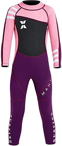 Kinder Mädchen Neoprenanzug Neoprenanzug UPF 50+ 2.5MM Neopren Lang Wetsuit Schwimmanzug Wärmehaltung Tauchanzug Badeanzug Wetsuit für Wassersport Diving Suit L(116-122)