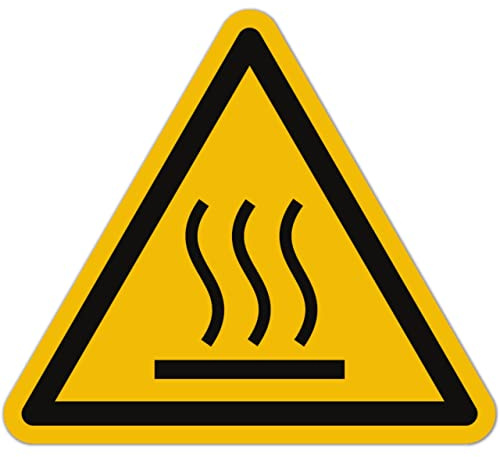 Adesivo con scritta Vorsicht Heiß (15 pezzi, 50 mm) – Simboli di pericolo per la superficie calda – Attenzione segnaletica di pericolo – Adesivo di avvertimento (pittogrammi secondo ASR A1.3 ISO