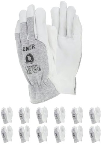 TK Gants de Travail Lemur Gants de Montage en Cuir/Taille 11, 12 Paires/en Cuir de chèvre grainé