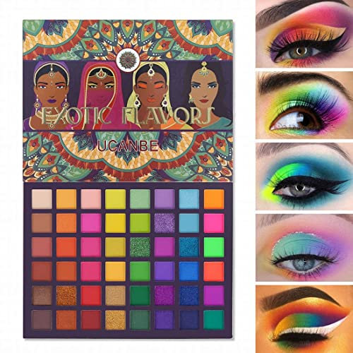 UCANBE Lidschatten Palette mit 48 Farben - Eyeshadow Palette Farbintensiver Langanhaltender - Matt und Schimmernde Lidschatten-Palette Wasserfest