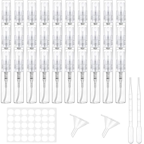 Voarge 30 pezzi Mini Flacone Spray da 5 ml Flaconi, Spray Vuoti Trasparenti Bottiglie Vuote, per profumi, per profumi, per la cura del corpo, per cosmetici