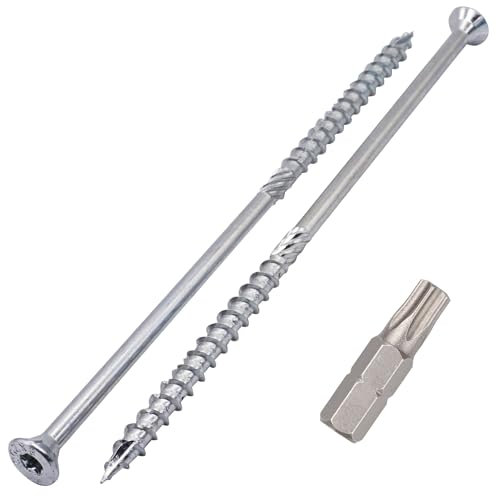 SKIR'CO (10 pz.) Viti per legno in acciaio zincato 8,0 x 200 mm, viti a testa svasata Torx, tipo 17, viti per truciolare