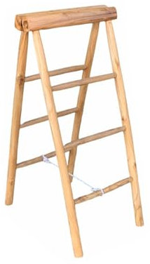 Dynamic24 Leiter Romanteaka Dekoleiter Handtuchhalter Kleiderständer Teak Holz Dekoraktion