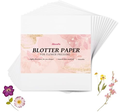 Aboofx Lot de 26 feuilles de papier buvard pour presse à fleurs, 22,9 x 22,9 cm, très absorbants et réutilisables pour presser les fleurs, feuilles de papier de presse à fleurs