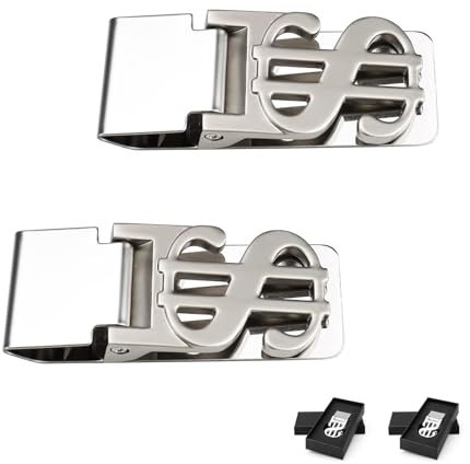 LERANXIN Money Clip 2 Stück, Geldklammern, Herren, Silber, mit Dollarzeichen, Geldscheinklammer, für Bargeld, Geldscheine, Karten (6 X 2,4 cm), Silber, Modern und Stilvoll