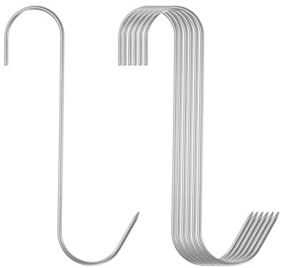 sourcing map 6 ganchos de carne de acero inoxidable 304 de 7 pulgadas, ganchos de carnicero en forma de S, ganchos para colgar ahumar, asar a la parrilla, costillas de res (carga máxima de 11 libras)