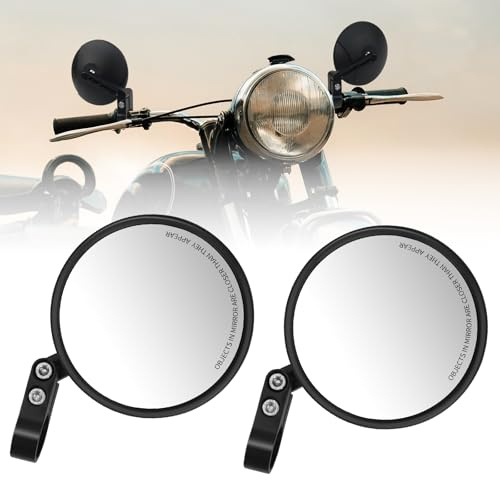 Esploratori Bike Mirror, Pedal Mirror, Handle Mirror, Round, Convex Mirror, Black Mirror, 0.9 inch (22 mm) / 1.0 inch (25.4 mm) Diameter, Compatible with Honda Kawasaki Yamaha KTM 2504