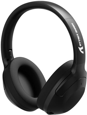 LexonElec x Attack Shark G300 Casque sans Fil avec réduction Active du Bruit, Bluetooth 5.3, Son stéréo HD Basses Profondes, Design léger, Micro intégré, Casque Gaming Over-Ear 3,5 mm (Noir).
