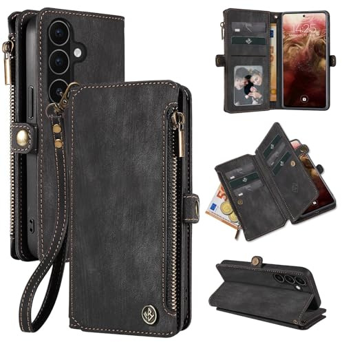 LBH Handy Hülle für Samsung Galaxy A56 5G Klapphülle RFID Schutz Wallet Geldbeutel Geldbörse Cover Case Flipcase Kartenfächer Geldfach Münzfach Schwarz