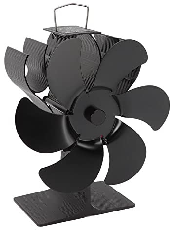 ANKROYU Ventilador de estufa Diseño de chimenea de aleación de aluminio negro con alimentación de 6 cuchillas para los hornos de pellets de gas de madera 152 mm