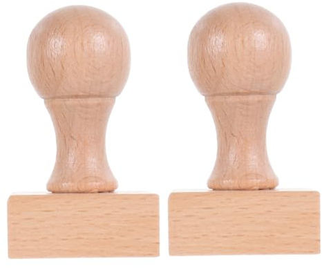 SMASOLO Timbri in Legno di Faggio con Manico Ergonomico 2 Pezzi per Ragazzo Ragazza, Set Timbri Vuoti per Scrapbooking Creativo, Progetto Fai da Te e Lavoro Artigianale, Regalo Creativo