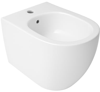 Bidet Filo Muro Infinity Bianco Lucido, Made in Italy – Sanitari Bagno Filomuro Moderni a Terra, Design Elegante e Raffinato - Facile Installazione, Alta Qualità e Comfort (Bidet, Bianco Lucido)