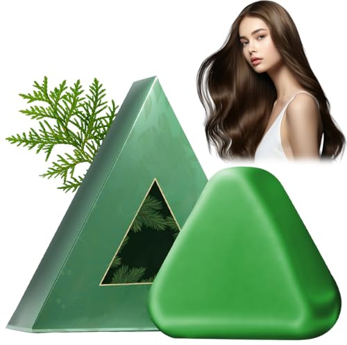 OIXYAZ Seven green soap,Shampoing solide Nature Triangle,Shampoing solide Usman Grass, Apaise et adoucit les cheveux (1 pièce)