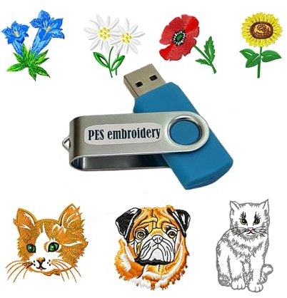 Plus de 50 000 motifs de broderie PES sur clé USB - Compatible avec les machines à broder Brother