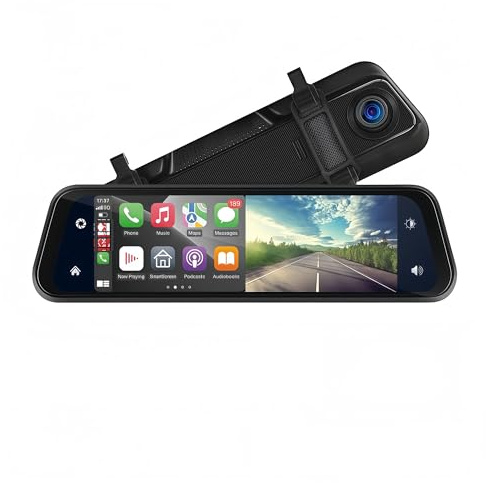 Sat Nav Carplay Dashcam Auto 4K Dual Lens Mirror WiFi Car DVR Black Box(4K)