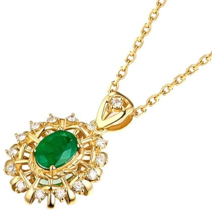 CELLACITY EMERALD PENDANT NECKLACE FÖR KVINNOR 925 ovala ädelstenar halsprydnad för jubileumsfest gåvor