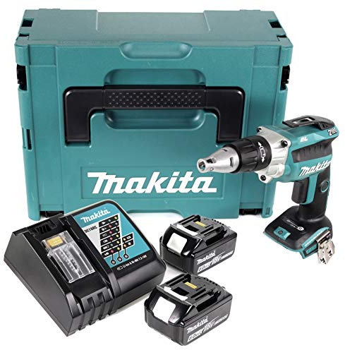 Makita DFS 250 RGJ - Avvitatore per cartongesso, 18 V, senza spazzole + 2 batterie da 6,0 Ah + caricatore + Makpac