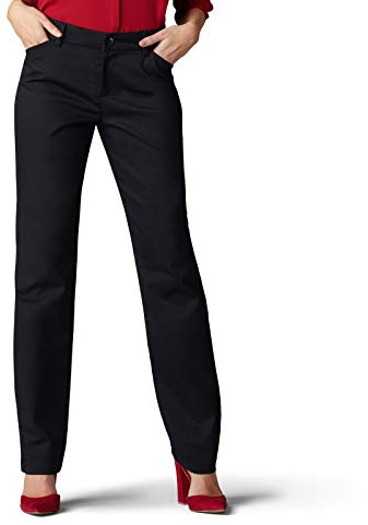 Wrinkle Free Relaxed Fit Straight Leg Pant, 8 Long, Black