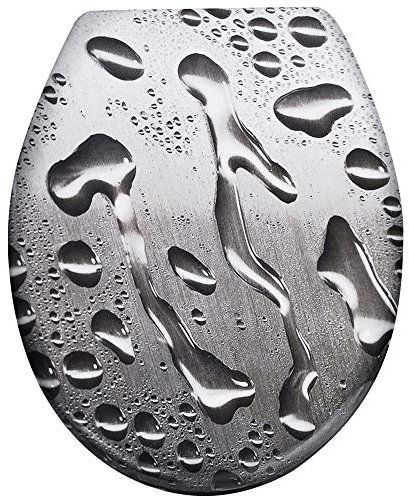 LeMeiZhiJia Toilettensitz WC-Sitz mit Absenkautomatik, Soft-Close, Antibakteriell Funktion Klobrille #Wassertropfen