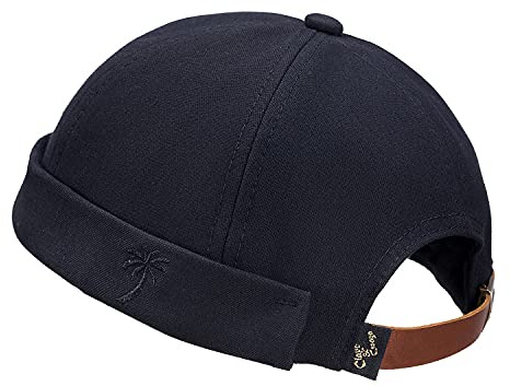 CLAPE Bonnet Docker sans Visière Homme Adjustable Docker Cap Coton Brimless Hat Casquette sans Bord, Noir / 54-60cm(Adjustable)