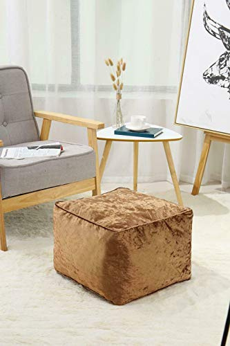 Artistic Fashionista* New Modern Crushed Velvet Soft Touch Bean Bag Square Cube Footstool Rest Seat Pouffe Ottoman Indoor Beanbag 40x40x30cm (Brown)