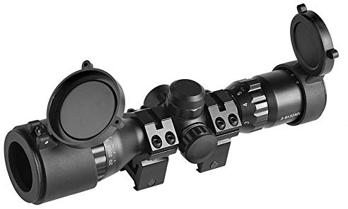 Minidiva Tactical 3-9x32 AOL Rifle Scope Red/Green Illuminated Mil-dot Reticle Flip Up Scope Covers Quad Lock Detachable Rings