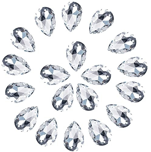 C&Z Piedras preciosas de cristal grandes con diamantes de imitación para manualidades, joyería, zapatos, vestidos, cuentas de vidrio facetadas de 20 x 30 mm, 36 piezas transparentes