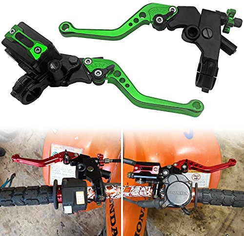 JAVIK Updated Universal Bike Brake Master Cylinder Clutch Lever Set for 7/8 22mm Handlebar Compatible with Motorcycle Honda Kawasaki Suzuki Yamaha - Green (Including Left & Right)