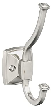 Amerock Kinsale Transitional Double Prong Satin Nickel Decorative Wall Hook